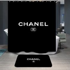 Black White Backdrop Chanel Shower Curtain Chanel Bathroom Decor, Chanel Bathroom Decor Ideas, Chanel Bathroom, Chanel Bedroom, Chanel Room, Custom Shower Curtain, Chanel Decor, Curtain Decoration, Black Bed Linen