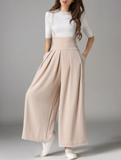 Sleeveless Straps Loose Wide Leg Pants Package included: 1*Pant More details: (n/a) Belt Design, Linen Short, Skull Head, Dress Sewing, Modest Fashion Outfits, Pantalon Large, Overalls Women, Mode Inspiration