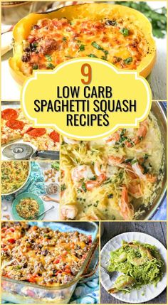 low carb spaghetti recipe collage with text overlay that reads 9 low carb spaghetti recipes