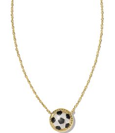 From Kendra Scott&#x2C; this necklace features:Short pendant necklace14k gold/rhodiumLobster clasp w/single adjustable slider bead closureApprox. 19" lengthApprox. 0.51" L X 0.49" W pendantImported. Kendra Scott Soccer Necklace, Preppy Necklace, Soccer Necklace, Softball Necklace, Short Pendant Necklace, Soccer Stuff, Wishlist 2024, Xmas Wishes, Preppy Christmas