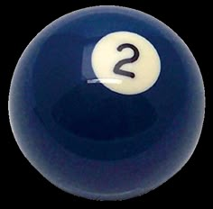 a blue pool ball with the number two on it's side and a white background