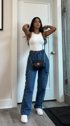 Very Casual Outfits Simple, Vest Outfits With Jeans, Outfit Ideas For Summer 2024, Tree Lighting Outfit, Trendy Spring Outfits 2024, Jean Inspo Outfit, Shein Style Outfits, Get Together Outfit Casual, Everyday Outfits Spring 2024