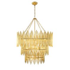 a gold chandelier hanging from the ceiling