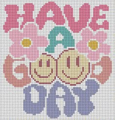 a cross stitch pattern with the words smile and two pumpkins