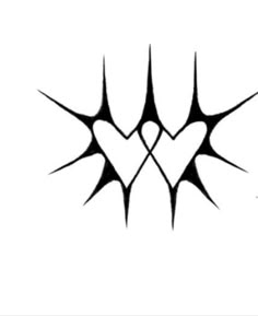 two hearts are drawn in the shape of an arrow, with black lines on white background