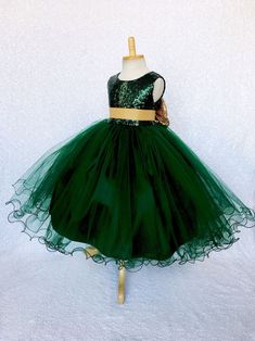 Sparkly Chic Hunter Green Mini Sequin Dress Tulle Gold Big Bow Photoshoot Holiday Spring Summer Easter Christmas Graduation Formal Junior - Etsy Infant Photoshoot, Christmas Tulle, Wedding Bridesmaid Flowers, Birthday Elegant, Sequence Top, Photoshoot Graduation, Black Sparkly Dress, Blush Gown, Bow Wedding