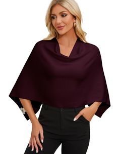 PRICES MAY VARY. One size: Capri ponchos is a shorter “mini” poncho,pretty style. This style complements a more petite or slender frame.The model is 5'7"tall and weighs 114 lbs. Soft fabric:Beautiful cut and knit just soft enough.This is lightweight yet warm poncho.The fabrics are stiff, smooth and stretchy, so they are wrinkle resistant, they're sure to be your go-to wardrobe items when packing. Versatile design:The ponchos can be worn multiple ways, The V is on the back,front or sides, giving Cowl Neck Poncho, Sweater Wrap, Sweater Cropped, Barley Twist, Knit Shawl, Sweater Crop, Knit Wrap, Poncho Sweater, Pretty Style