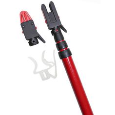 a red and black umbrella handle on a white background