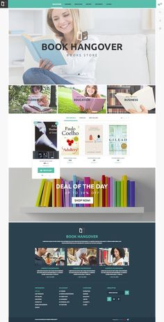 I love how this responsive layout brings the Book Hangover concept to life! With vibrant sections showcasing different genres and a catchy 'Deal of the Day' feature, it's perfect for any book lover's online store. Navigating through new arrivals and best sellers is a breeze, making it an engaging experience for visitors. Let’s dive into the world of books! Goodreads Redesign, Books Website, Interactive Magazine, Book Website, Pos Design, Shopify Ecommerce, Eleanor And Park, Book Hangover, Free Web Design