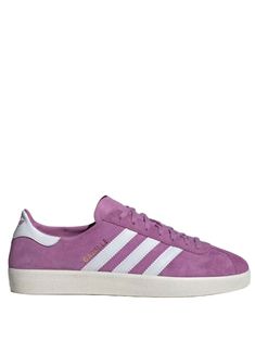 Soft suede Gazelle sneaker from Adidas features a chic nubuck toe cap, lace closure, and comfortable fabric lining. The reinforced rubber sole enhances durability, making these shoes suitable for casual outings or sporty activities.

- Regular fit  
- Composition: suede upper, nubuck toe cap, rubber sole Purple Sneaker, Purple Sneakers, Designer Products, Adidas Gazelle Sneaker, Adidas Gazelle, Soft Suede, Lace Closure, Luxury Outfits, The List