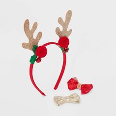 Complete your little one's festive look using the Reindeer & Bows Hair Set from Cat & Jack™. This 3-piece hair set is designed for the holiday season, featuring a festive reindeer-themed headband and salon clips. Suitable for all hair types, it adds an adorable vibe to your little one's holiday fashion while keeping hair securely styled. Cat & Jack™: Designed for all children so you can trust it's made for yours. Christmas Tree Headband, Hair Twisters, Tinsel Christmas Tree, Holiday Headbands, Target Beauty, Faux Hair, Antler Headband, Hair Set, Halloween Headband