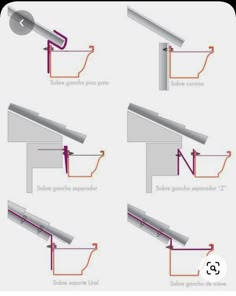 four different types of metal brackets with the same length and width as shown in this diagram