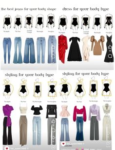 Dressing Body Types, Different Fashion Styles Types List, Rectangle Body Shape Fashion, Apple Body Shape Clothes, Pear Body Shape Fashion, Body Type Clothes, Fashion Styles Types, Pear Body Shape Outfits, Types Of Clothes