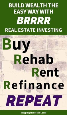 a poster with the words buy, rent, and repeat in different colors on it