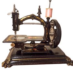 an old fashioned sewing machine on display