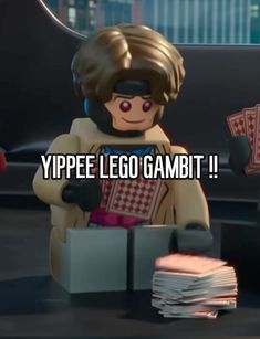 an image of a lego character with the words yupeee lego gambit