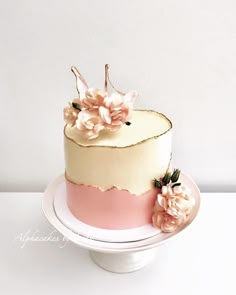 there is a cake with flowers on it