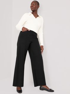 The stretchy profesh pant you love, with lots of leg room.  Elasticized waist.  Diagonal front pockets; faux-welt back pockets.  Soft-brushed twill with stretch.  #494944 Sits at belly button.  Loose hip and thigh.  Wide leg hits below ankle.  Regula Pixie Pants, Love Now, Old Navy Pants, Navy Pants, Brushed Cotton, Pull On Pants, Petite Size, Belly Button, High Waisted Pants