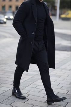 Mens Fashion Coat, Black Outfit Men, Black Suit Men, Mens Business Casual Outfits, Classy Suits, Man In Black, Classy Outfits Men