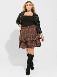 Mini Crinkle Flannel Gauze Tiered SkirtMini Crinkle Flannel Gauze Tiered Skirt, NEXT TARTAN PLAID Dark Academia Outfits, Denim Skirt Fashion, Skirt Images, Academia Outfits, Solid Color Sweater, Sequin Sleeve, Tulip Skirt, Plus Size Skirts, Skirts Online