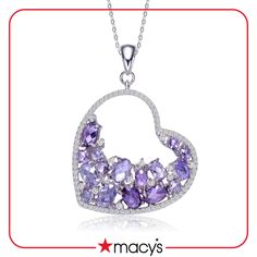 in stock Purple Diamond Necklace, Lavender Jewellery, Heart Purple, Open Heart Necklace, Purple Diamond, Purple Necklace, Amethyst Purple, Necklace Online, Open Heart