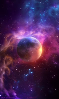 an image of a space scene with stars and planets in the background, as well as a planet