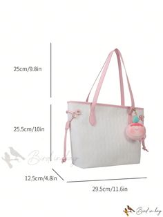 Bird in Bag - Embroidered Double-Handle Tote Bag Cute White Double Handle Satchel, Cute White Satchel With Double Handle, White Tote Shoulder Bag With Adjustable Handle, White Bag With Adjustable Handle For Daily Use, White Handheld Bag With Adjustable Handle, Cute White Top Handle Bag, White Shoulder Bag For Shopping With Adjustable Handle, White Shoulder Bag With Adjustable Handle For Shopping, White Shoulder Bag With Adjustable Handle For School