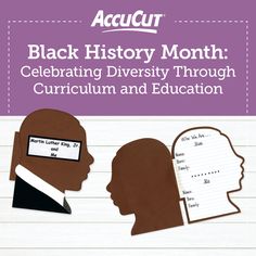 black history month celebrating diversely through curriculum and education poster with two people facing each other