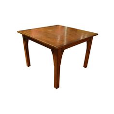 a square wooden table with two legs