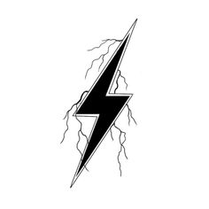 a black and white drawing of a lightning bolt