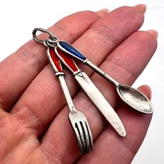 Enamels, Fashion Jewelry Necklaces, Forks, Spoons, Flatware, Fashion Watches, Vintage Silver, Red And Blue, Ukraine