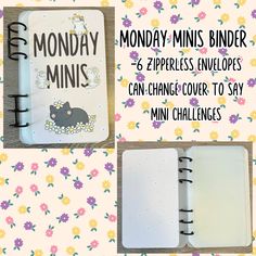 the monday mini binder and express envelopes can change cover to say mini challenges