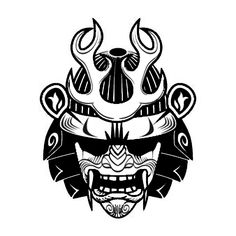 Japanese Samurai Oni Demon Hannya Mask Self-adhesive Vinyl Decal  Quantity: 1 Sticker Material: Vinyl Shape: Contour Cut Size: Sizes vary (See drop-down menu). The hannya (般若) mask is a mask used in Japanese Noh theater, representing a jealous female demon. It is characterized by two sharp bull-like horns, metallic eyes, and a leering mouth. The hannya mask is used in many Noh and kyōgen plays, as well as in Shinto ritual kagura dances. The hannya mask portrays the souls of women who have become demons due to obsession or jealousy, similar to the Buddhist concept of a hungry ghost. Plays in which a person may wear the hannya mask include Aoi no Ue and Dōjōji; its use in these two plays, two of the most famous of the Noh repertoire, and its distinctive and frightening appearance make it one Japanese Samurai Mask Tattoo, Oni Mask Tattoo Design Ideas, Japan Warrior, Samurai Mask Tattoo, Japanese Hannya Mask, Japanese Mask Tattoo, Japanese Oni Mask, Oni Mask Tattoo, Guerriero Samurai