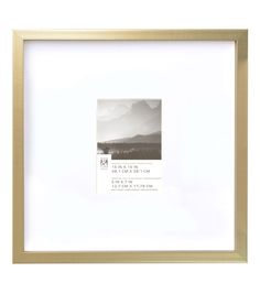 a white and gold framed photograph with mountains in the background