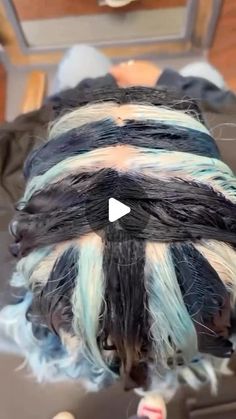 Hair Color Clique on Instagram: "BLUE Sky 💙🩵💙
By @hairdid_bycourt" Dark Blue Hair Highlights For Black Hair, Blue Calico Hair, Blue Black Balayage, Dark Blue Balayage Hair, Dark Blue And Blonde Hair, Dark Brown Hair With Blue Highlights, Navy Hair Color, Black And Teal Hair, Blue Highlights In Brown Hair