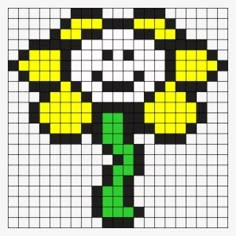 a cross stitch pattern with yellow, black and white flowers in the shape of a flower