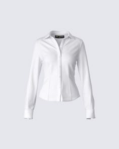 Kyra Fitted White Poplin Shirt White Poplin Shirt, Png Clothes, Welcome To The Future, Hot Girl Summer, White Collared Shirt, The Office Shirts, White Long Sleeve Shirt, No Waste, Fall Fits