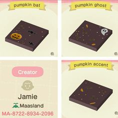 four different screens showing pumpkins and ghostes in the same box, each with a name on it