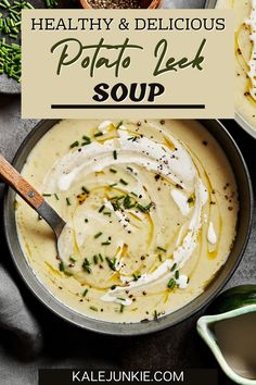 My healthy and delicious Potato Leek Soup is the ultimate in creamy, comfort food! Made with tender potatoes, buttery leeks, and perfectly balanced seasoning, it’s pure comfort in a bowl. Pair it with crusty bread for a meal that’s guaranteed to warm you from the inside out! This creamy Potato Leek Soup is great for chilly days.