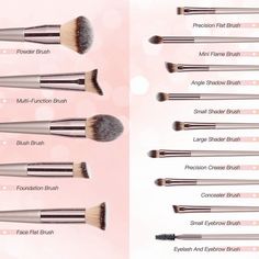 A Worth While Investment Brush Set: With 14-pcs, 5 pcs multipurpose makeup brushes and 9 pcs precise brushes. Including eye shadow brushes, powder brushes, concealer brush, blush brush, eyebrow brush. These eco-friendly brushes made with eco-friendly sustainable materials.Dense and fluffy Synthetic Fibers: More fluffy and softer than normal fibers. Professional brush shape can perfectly blend and apply the cream, powder and liquid. Soft, durable enough, shed-free, deposits less pigment that ensu Bamboo Makeup Brushes, Bamboo Makeup, Blush Eyeshadow, Makeup Pictorial, Makeup Order, Best Makeup Brushes, Makeup Brush Kit, Eye Makeup Brushes, Gold Makeup