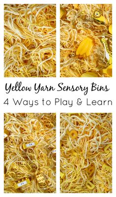 yellow yarn sensory bins for toddlers to play and learn