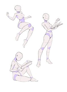 three different poses of a woman in various positions