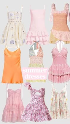 six different types of dresses with the words summer dresses