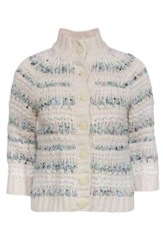 Get ready for some cozy and colorful vibes with this Cynthia Steffe cardigan. With its ivory and multi-color woven design and large textured buttons, you'll be the talk of the town. Perfect for chilly days, layer over a bright tank and jeans for a fun and playful look. Size M 54% Wool, 16% Angora, 12% Acrylic, 10% Nylon, 3% Mohair, 3% Cotton, 2% Polyester Unlined Button front Bust 34" Waist 32" Shoulder to hem 21.5" Sleeve length 22" White Knitted Button-up Outerwear, Multicolor Knit Cardigan With Button Closure, Cream Cardigan With Buttons For Spring, Multicolor Knit Sweater With Buttons, Spring Cream Sweater With Button Closure, Multicolor Button Sweater For Spring, Cream Button Closure Sweater For Spring, Cream Knit Cardigan With Buttons, Cream Knit Button Cardigan