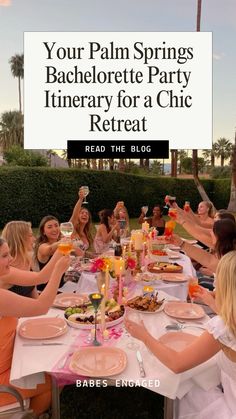 Embrace the desert heat and chic vibes with our ultimate Palm Springs Bachelorette Party Itinerary! 🌴 From poolside lounging to exploring the city's vibrant nightlife, our blog has curated the perfect schedule for your bride tribe getaway. Dive into our guide for a day-by-day breakdown of must-visit hotspots, including trendy rooftop bars, Instagram-worthy brunch spots, and luxurious spa retreats. Whether you're seeking relaxation or adventure, Palm Springs offers something for every bacheloret Palm Springs Brunch, Bachelorette Party Schedule, Palm Springs Bachelorette Outfits, Perfect Schedule, Bachelorette Squad, Fun Bachelorette Party Games, Destination Bachelorette, Bachelorette Party Activities, Palm Springs Bachelorette Party