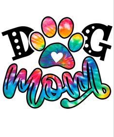 a dog paw with the word love written in rainbow and black ink on a white background