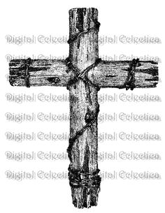 a cross that has been drawn in black and white