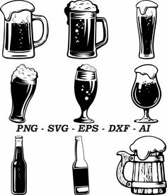 Beer Illustration Design, Beer Glass Drawing, Drinks Drawing, Ski Sign, Drawing Guides, Black And White Style, Guided Drawing