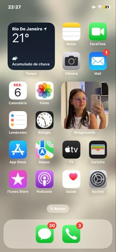 an iphone screen with various icons on it