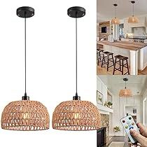 three different views of a kitchen and living room with the same lighting fixture in it